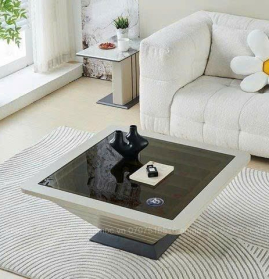BÀN PHÒNG KHÁCH VUÔNG MẶT ĐÁ ĐEN PHỐI MDF