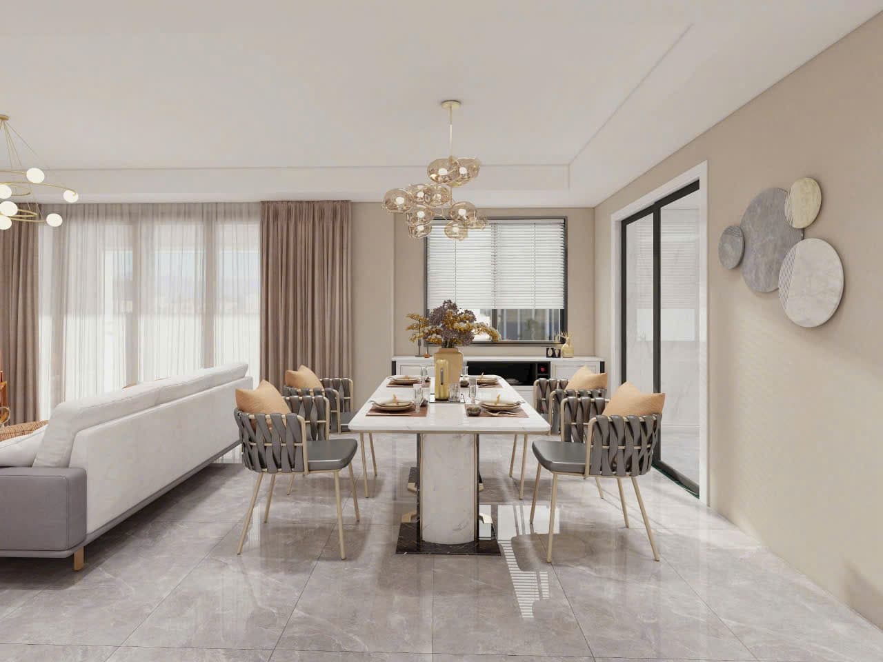 Gạch vân đá cao cấp dùng trong phòng khách biệt thự hiện đại