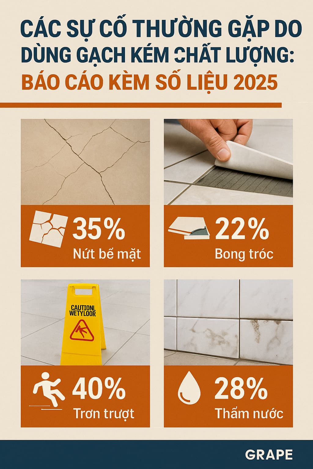 sự cố thường gặp do dùng gạch kém chất lượng